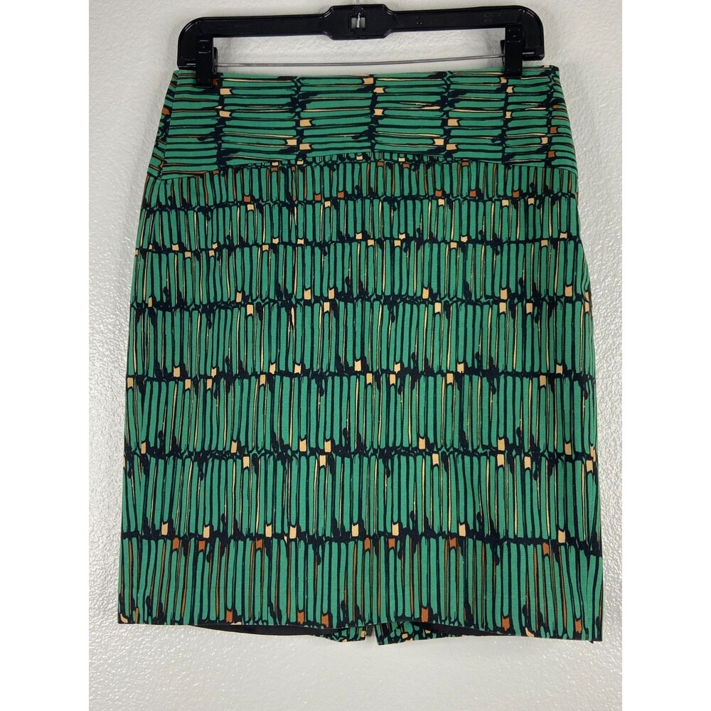 The Limited Women Size 4 Pencil Mini Skirt Green Geometric Bamboo